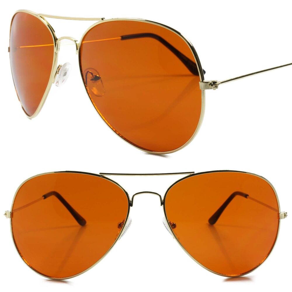 Classic Wire Frame Brown Amber Lens Blue Blocker Driving Outdoor Gold Sunglasses